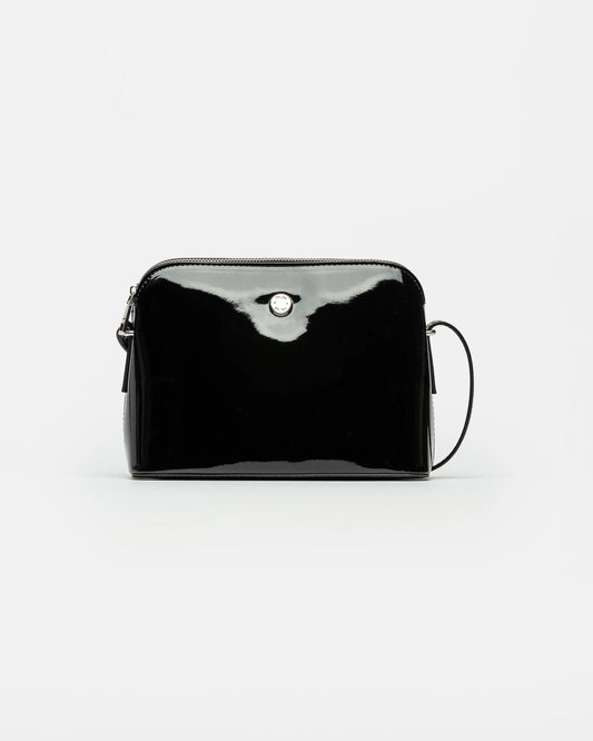 BANDOLERA DYNA EFECTO CUERO CHAROL NEGRO